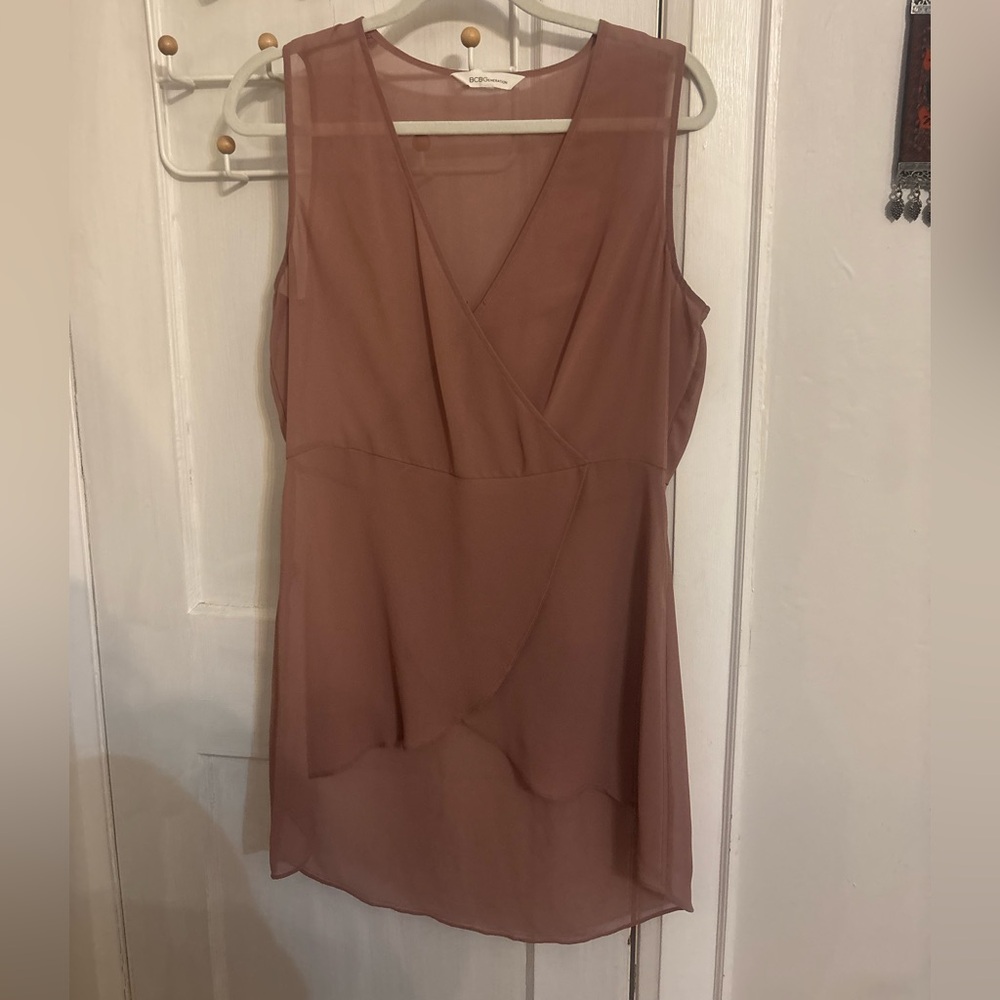 BCBGeneration Pink Asymmetrical Sheath Dress V-Neck Sleeveless